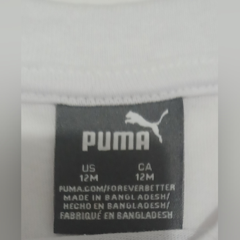 Puma Kids Girl 2 Pcs Brand Logo Tee and Shorts Set, White/Neon Pink Size 12M - Picture 6 of 11